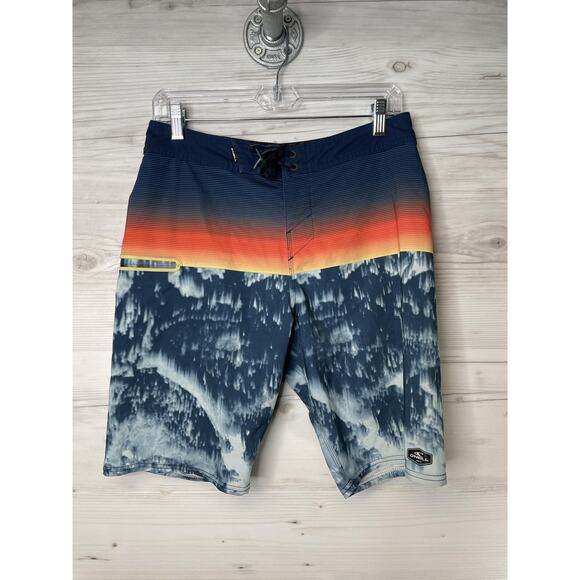 O'Neill Hyperfreak Board Shorts Mens 30 Multicolor Blue Orange Swim Trunks Surf - Picture 1 of 10